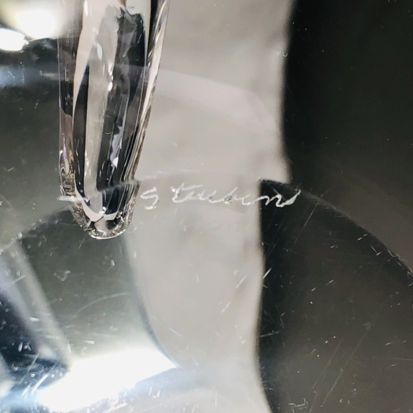 Steuben Art Glass 9” Scroll Bowl #7876 Snail Handle Crystal Shallow Dish MCM - Picture 16 of 16